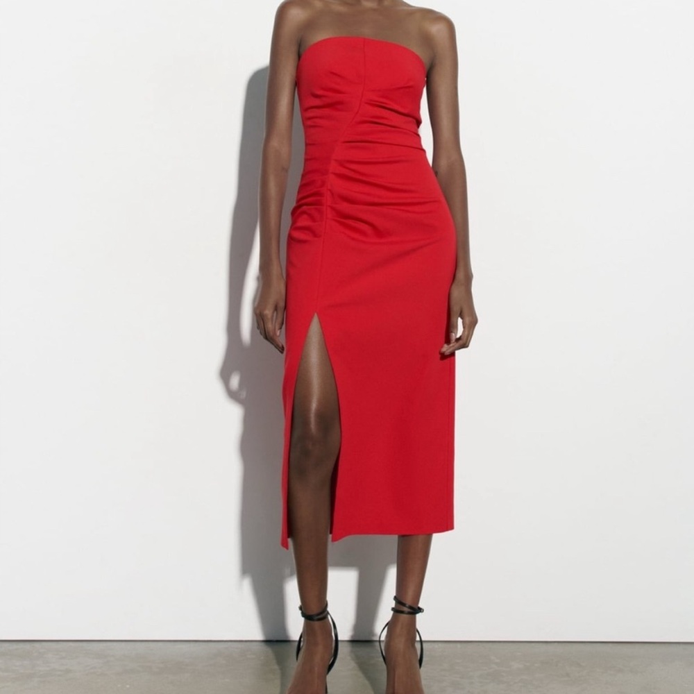 Zara Red Strapless Dress